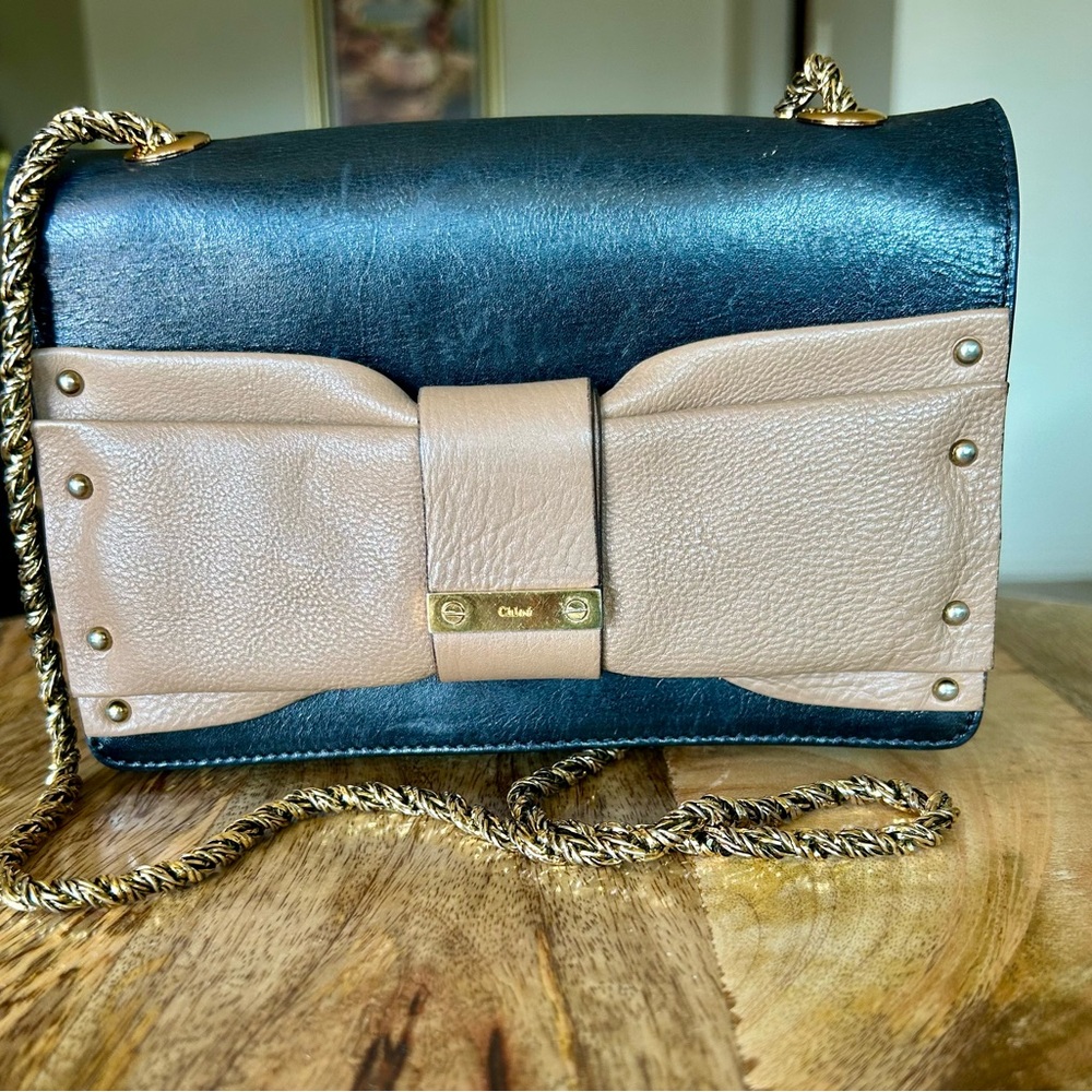 CHLOE JUNE BOW FLAP CHAIN STRAP SHOULDER BAG